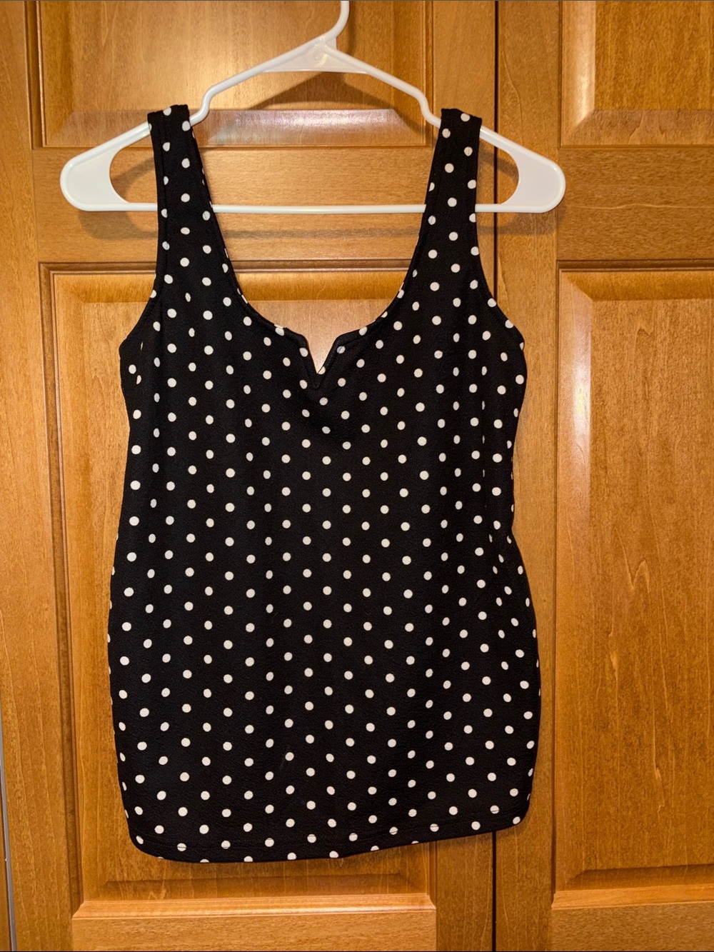 SHEIN Black Tank Top with White Polka Dots